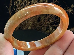 57mmCertificate (Grade A) Myanmar Natural  Yellow Green Jadeite Jade Bangle+5032 - Picture 1 of 7