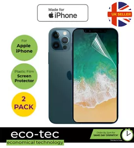 2x Clear Plastic Slim Screen Protector for iPhone 16 15 14 13 12 11 XS XR X 8 7 - Picture 1 of 42