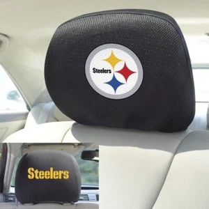 Pittsburgh Steelers Premium Bordado Reposacabezas Juego Negro Coche Camión SUV - Imagen 1 de 1