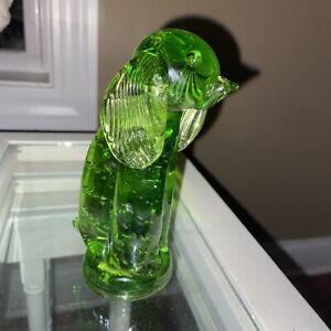 Altaglass Art Glass - Green Dog Figurine - Bullicante Latticino - Alberta Canada