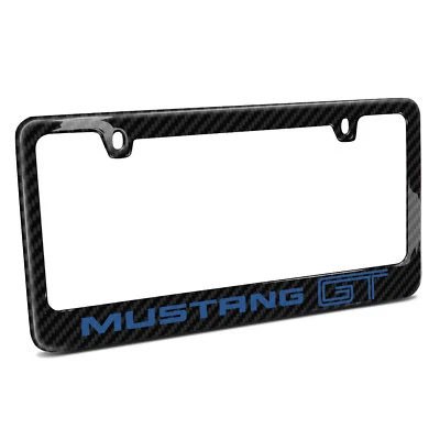 Ford Mustang GT in Blue Black Real Carbon Fiber License Plate Frame - Image 1 of 4