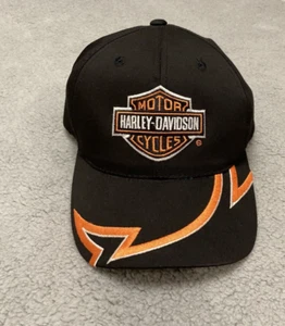 Harley Davidson Jagged Edge Shockwave Hat Men's Black Adjustable VTG 90s Cap - Picture 1 of 13