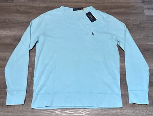 Polo Ralph Lauren Men's Size Large Crew Neck Soft Aqua Spa Terry Sweatshirt L - Picture 1 of 7