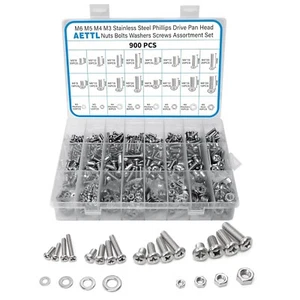 Nuts and Bolts Assortment Kit, AETTL 900 pcs Stainless Steel Metric Assorted M6 - Picture 1 of 8