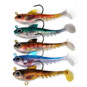 5PCS Soft Bait Fishing Lures Jigs Head Swimbait Worm Soft Trolling Artificial - Picture 1 of 7