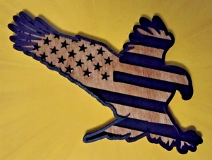 Laser Cut Eagle USA Flag Wood Art Display 3 Layers FINISHED 12"x9" - Picture 1 of 5