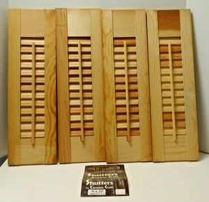 (4) Paneles de persiana de madera persiana móvil sin terminar pino listón estrecho 6" x 20" cada uno - Imagen 1 de 19