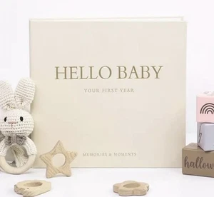 Luxury Baby Memory Milestone Book | Spiral Bound | Linen Journal - Slight Second - Picture 1 of 4