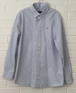 Vineyard Vines Whale Shirt Boys Large 16 Years Blue Oxford Button Down Preppy - Picture 1 of 12