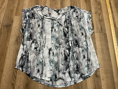 Просто Вера Wang блузка, женщин XL, черный белый зеленый короткий рукав v-образным вырезом - Изображение 1 из 4