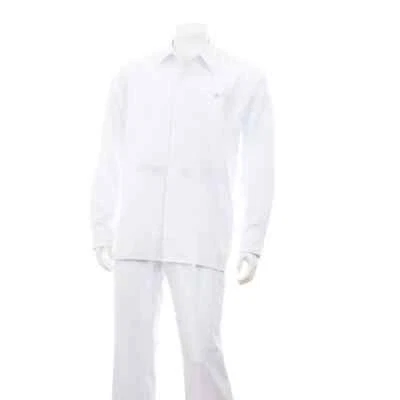 Conjunto de camisa y pantalones informales de manga larga para hombre de 2 piezas color liso Foto 1 de 4