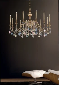 Lampadario lusso design classico ottone foglia oro e cristallo MS-122 - Imagen 1 de 1