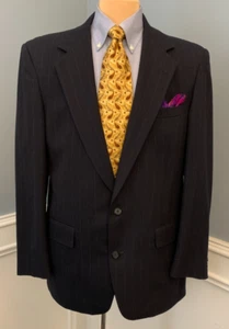 Brooks Brothers Wool Blazer Mens 42R Jacket Twill Navy Pinstripe Sportcoat - Picture 1 of 11