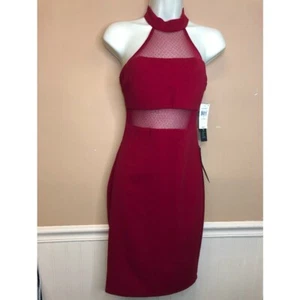 Sequin Hearts Red Mesh Panel Dress Size 5 NWT - Picture 1 of 5