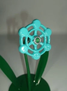Teal Blue Metal Flower, Faucet Flower Metal Art, miniature Valentines Gift - Picture 1 of 5