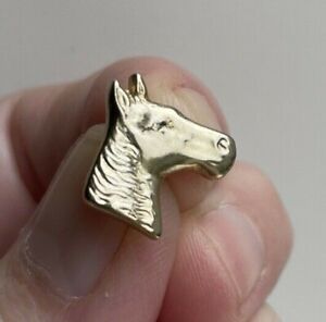 Horse Horses Equestrian Riding Head Profile Gold Toned Mane Metal Hat Lapel Pin