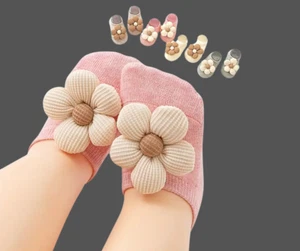 Baby Girls Socks Flower Non-Slip Cotton Ankle Socks 6-12M 4Packs - Picture 1 of 6