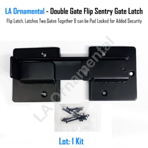 Adjustable Double Gate Flip Sentry Gate Latch Black, Latches Two Gates Together - Picture 1 of 3