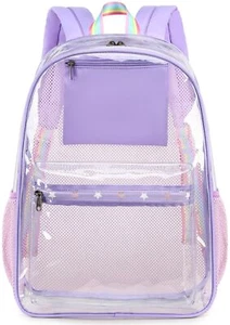 Clear Backpack Heavy-Duty Transparent See-Through Bookbag for School Work - Picture 1 of 8