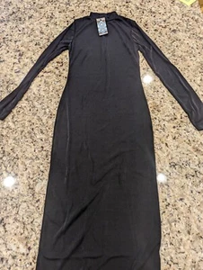Boohoo Women's High Neck Bodycon Midaxi Dress Black size US 4 - Picture 1 of 9