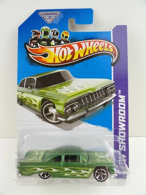 2013 Hot Wheels Showroom #220 ‘59 Chevy Impala (Green w/ Flames) - Image 1 of 4