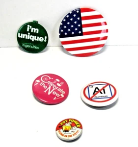 Lot Of 5 Vintage Pin-Back Buttons Pins #H - Picture 1 of 11