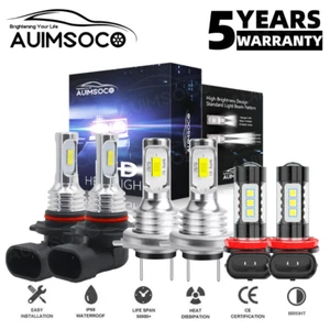 For Kia Forte 2017-2018 White LED Headlight High Low Beam + Fog Light Bulbs Kit - Picture 1 of 18