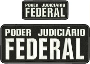 PODER J F EMBROIDERY PATCH 4X10 AND 2X5 VELCR@ ON BACK  WHITE ON BLACK - Picture 1 of 1