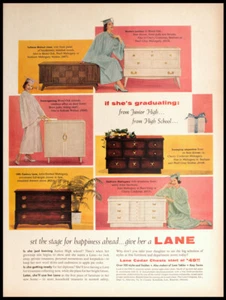 1956 LANE Zeder Truhen Mahagoni Nussbaum Eiche Meeresschaum Graduierung Geschenk Vintage DRUCK ANZEIGE - Bild 1 von 1