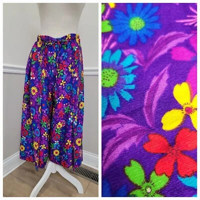 Falda/cullotes florales psicodélicos hippies vintage mod gogo hecha a mano Foto 1 de 4
