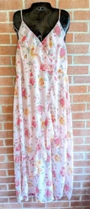 Pink Maxi Dress 2X Ruffle Flowing Keyhole Cottagecore Fairy Romantic Boho Chic - Picture 1 of 11
