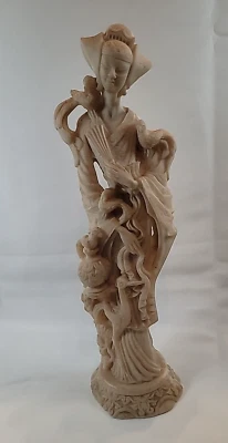 Figura Estatua Mujer Jabonera Tallada Asiática De Colección con Pájaros 14" México Foto 1 de 4