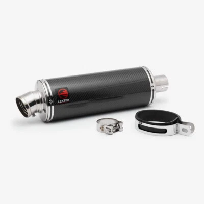 LEXTEK OP8C Real Carbon Fibre Road Legal 51mm Slip On End Can Exhaust Silencer - Image 1 of 4