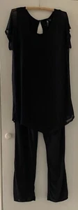 TS TAKING SHAPE Evening Black Jumpsuit with Mesh Overlay Size 12 - Picture 1 of 4