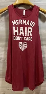 Mermaid Hair Don’t Care Tank Top Francesca’s Large Graphic Maroon Shirt L NWT - Picture 1 of 5