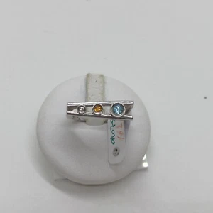 ANELLO DONNA N.16 CON TOPAZIO E ZIRCONE IN ORO BIANCO 18KT 7,1 GRAMMI (1628) - Foto 1 di 14