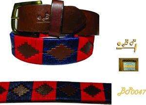 Polo Gürtel Handstickerei in Leder, beste Handwerkerqualität, BP0047 - Bild 1 von 5