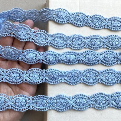 Flaw--2 Yards Baby Blue Embroidered Ribbon Trim for Sewing/Crafts/Belt/3/4" Wide - Image 1 of 4