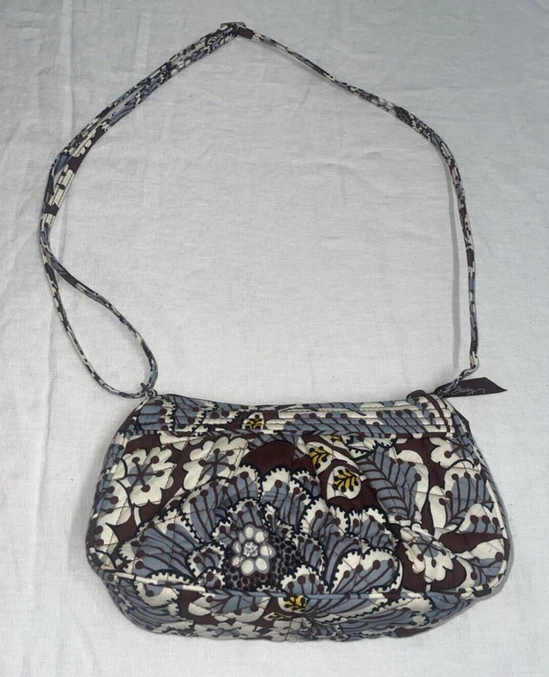 Mini Cartera Bandolera Pequeña Vera Bradley Retirada Bloom Frannie Marrón Azul Blanco Foto 1 de 4