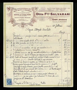 LETTERE COMMERCIALI DITTA F.LLI SALVARANI IMPIANTI IDRAULICI CARPI 1934 - Picture 1 of 1