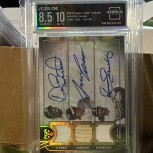 ๐ฅ2024 Topps Tri. Threads Aut Rlc Combo Stewart Canseco Eckersley /36 AC 8.5/10 - Picture 1 of 4