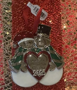 New Harvey Lewis Snowman 1st Holiday as Couple Christmas Ornament w Crystals - Picture 1 of 2