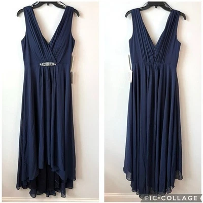 Eliza J Embellished High Low Dress Navy Blue 8 - Image 1 of 4