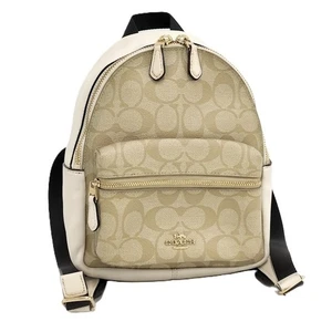 COACH Zaino Donna Borse Charlie Signature in PVC e Pelle Beige e Avorio - Foto 1 di 15