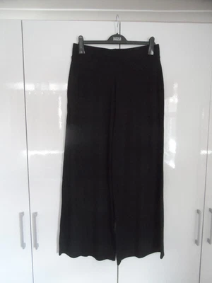 M&S Ladies Extra Wide Leg Joggers Black - Size 14 - Image 1 of 4