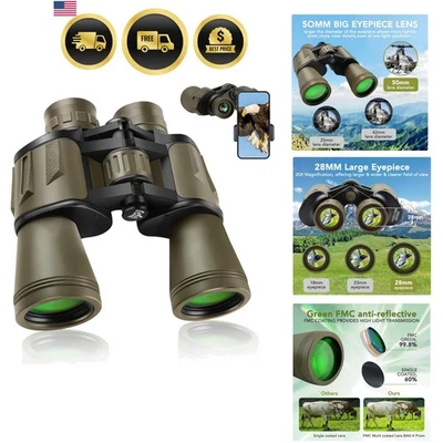 20x50 Binoculars for Adults Waterproof HD Bird Watching Stargazing Travel Hun... - Image 1 of 4