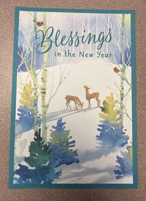 Happy New Year Sweet Blessings God Loves 5”x7” Religious Greeting Card - Image 1 of 4