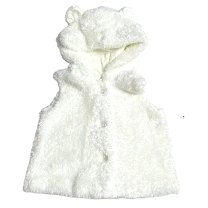 Harper Canyon Toddlers Soft Faux Fur Hooded Bear Ear Vest in Ivory 24 Months $19 - Picture 1 of 4