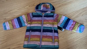 Kids Okie Dokie Packable Jacket Rainbow Stripes Size 4T New! Puffer Coat Hood - Picture 1 of 5