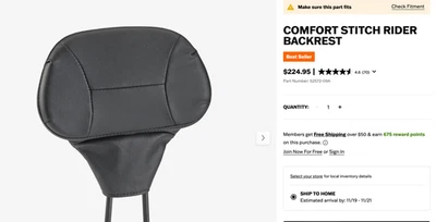 Genuine Harley-Davidson 97-24 Touring Front Riders Driver Backrest OEM Front - Image 1 of 4